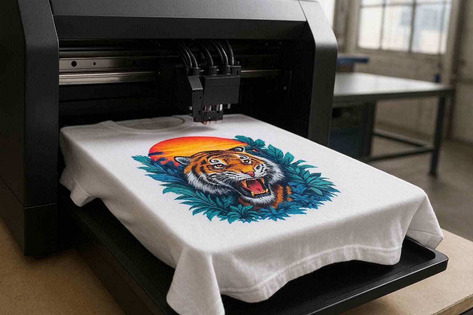 proses sablon kaos digital menggunakan mesin printer dtg
