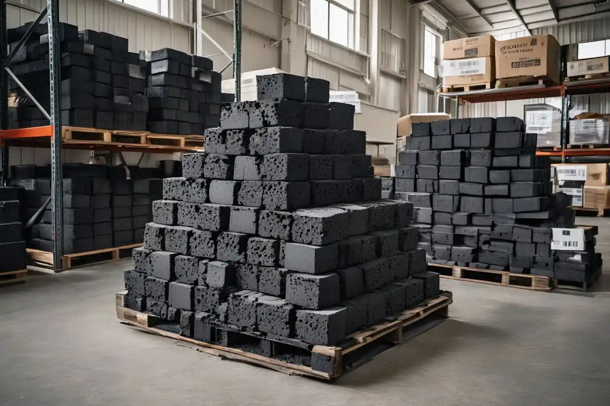 charcoal briquettes for global distributors stacked coconut charcoal cubes for export