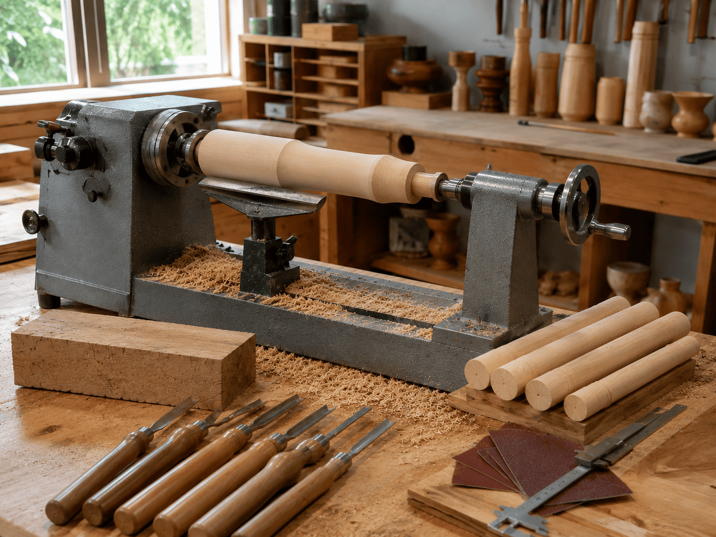 cara membentuk kayu dengan mesin bubut