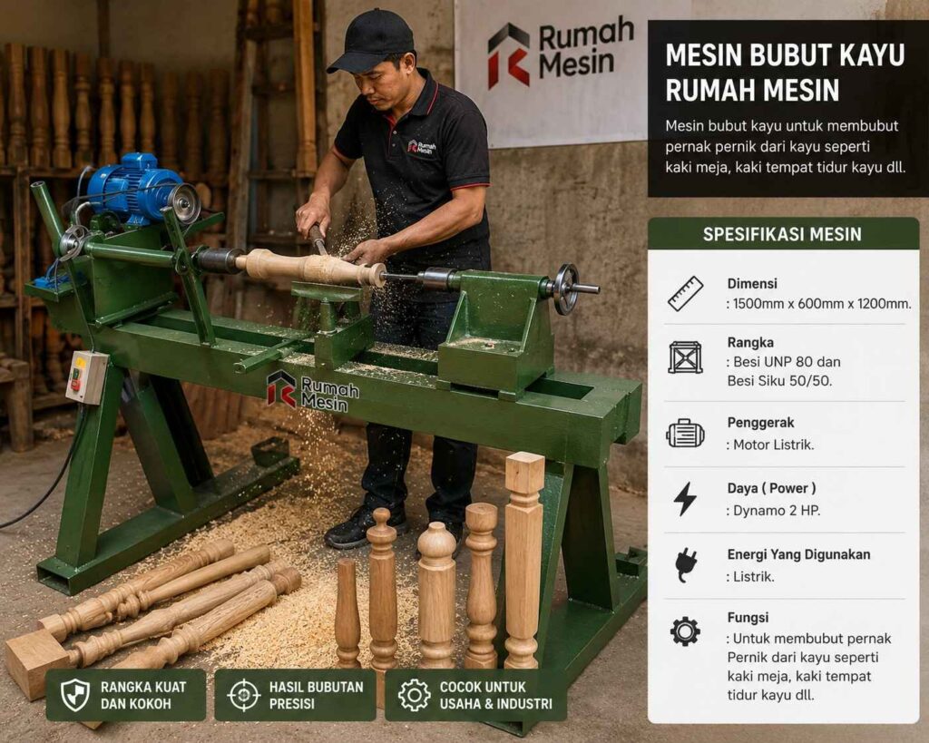 teknik membentuk kayu menggunakan mesin bubut kayu